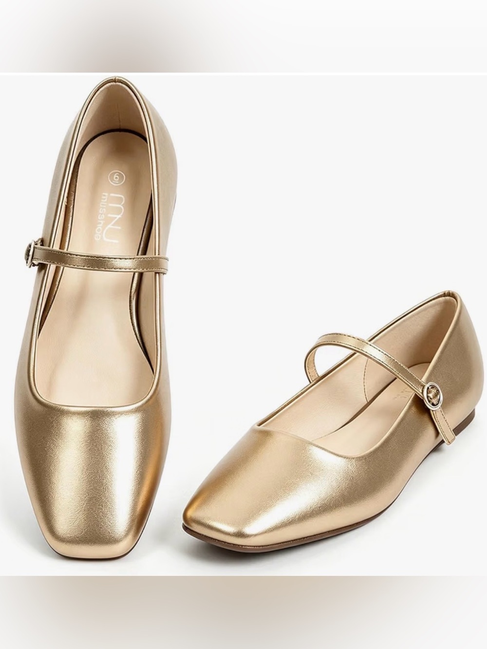 NEW Musshoe Mary Jane Ballet Flats Bundle Women’s 8 Square Toe Silver Gold Shoes - Picture 4 of 9